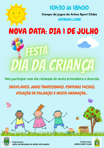 Festa do Dia da Crian&ccedil;a remarcada para 1 de julho