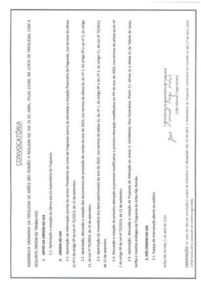 Assembleia de Freguesia - sess&atilde;o ordin&aacute;ria de abril